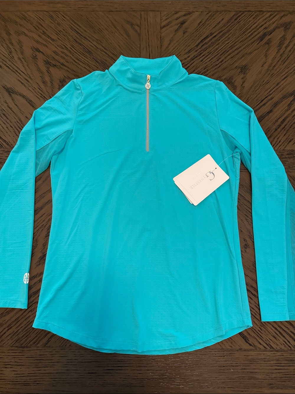 Women’s Teal Long-Sleeve Zip Mock Neck Performance Top